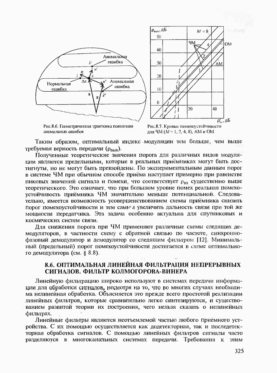 8.6. ОПТИМАЛЬНАЯ ЛИНЕЙНАЯ ФИЛЬТРАЦИЯ НЕПРЕРЫВНЫХ СИГНАЛОВ. ФИЛЬТР  КОЛМОГОРОВА-ВИНЕРА